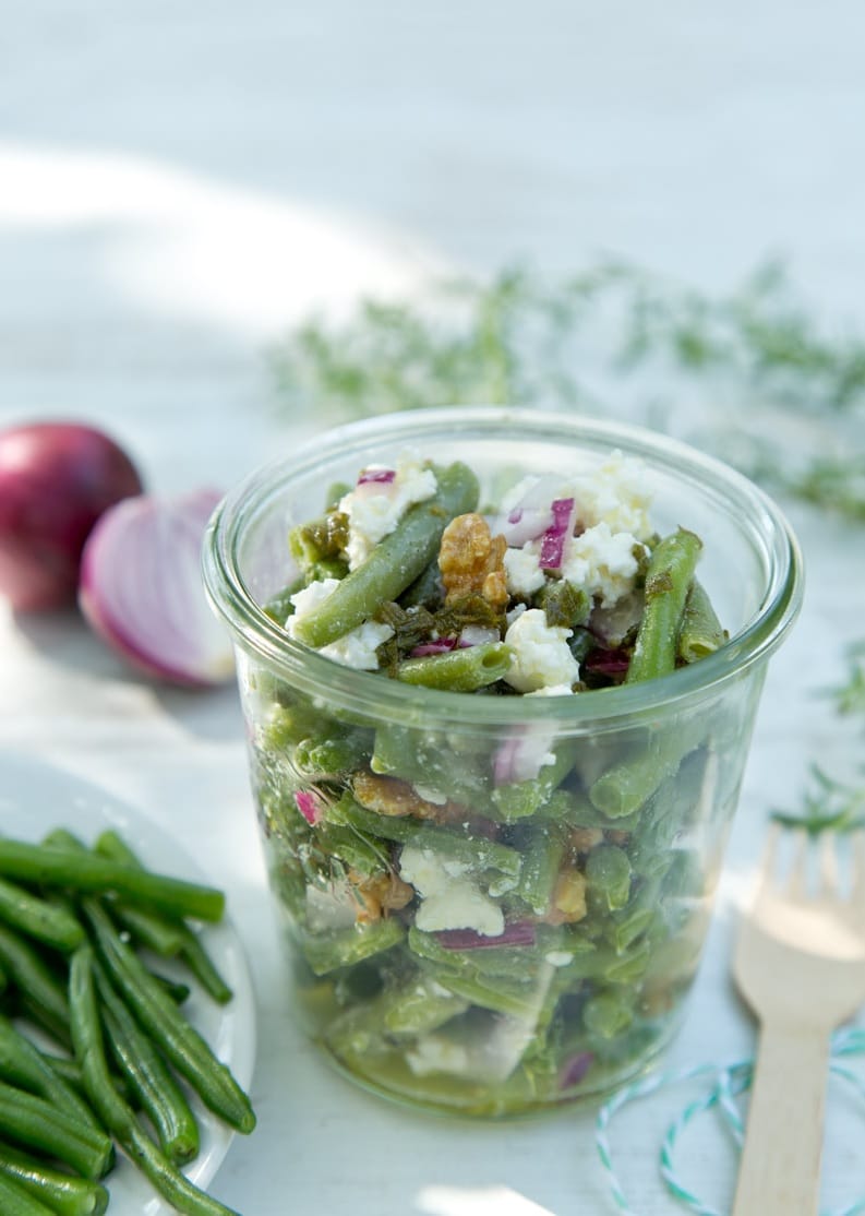 Grüner Bohnensalat mit Walnüssen & Feta