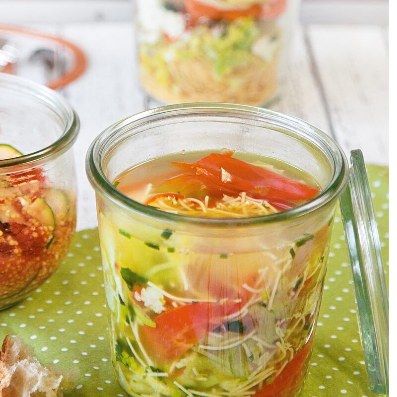 Nudelsuppen-Schnellterrine Arbeitszeit 10 Min. 1 WECK Glas Sturzform, 580 ml